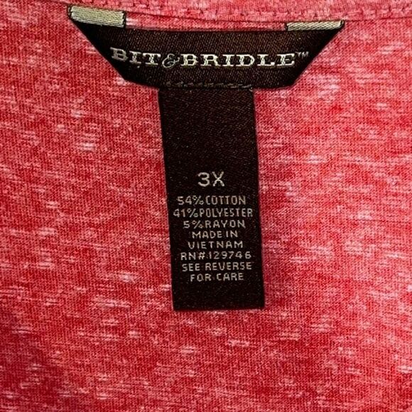 Bit & Bridle V-Neck Top Women 3X Heather Pink Sleeveless 1/4 Button Yoke Gathere - Picture 5 of 9